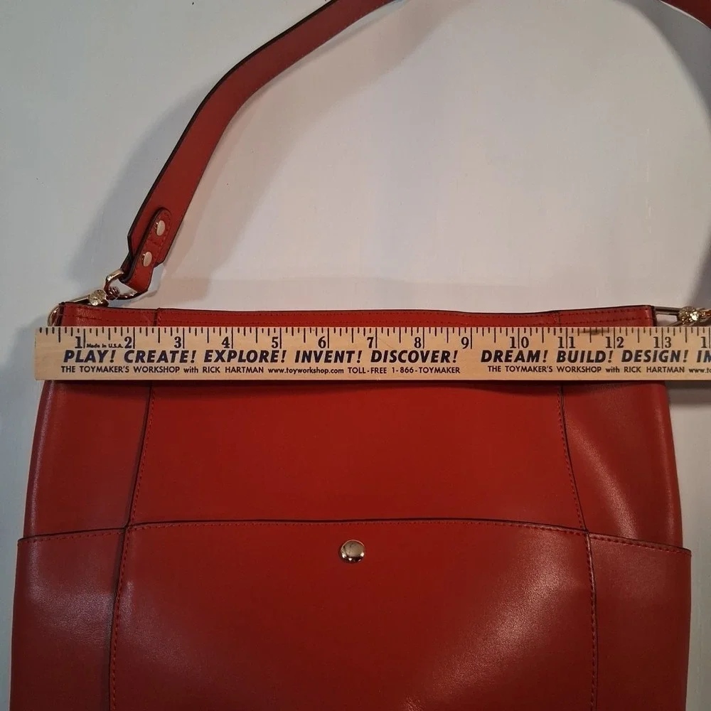 Bostanten Lotty Bright Red Cowhide Leather Hobo Tote Shoulder Bucket Bag +extras